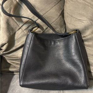 Pebbled Black Leather Triangle Shoulder Bag from Portland Leather Goods